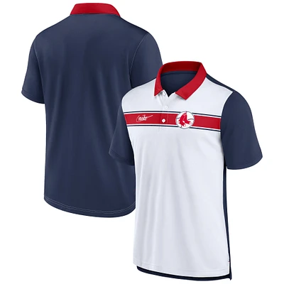 Polo Boston Red Sox Rewind Stripe Homme Blanc/Bleu Marine Nike