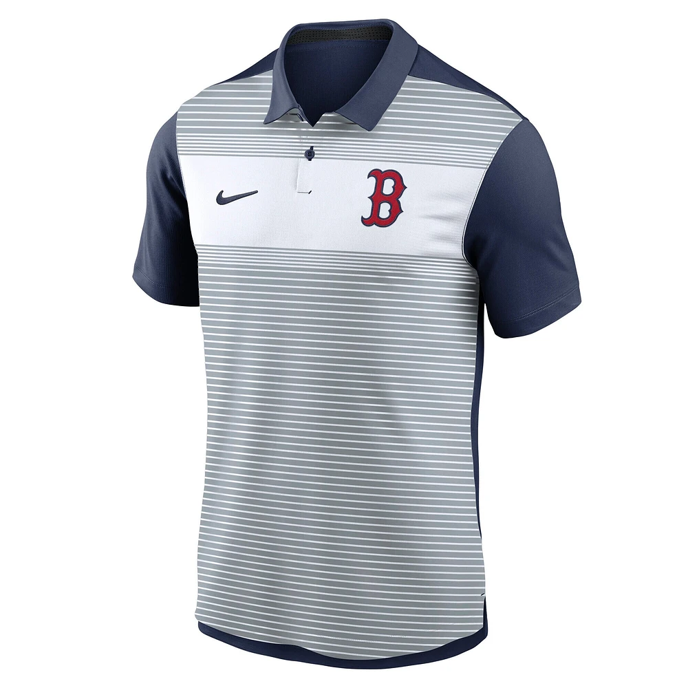 Polo Nike Performance à rayures Boston Red Sox Vapor blanc/bleu marine pour homme