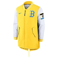 Veste Dugout entièrement zippée Nike jaune Boston Red Sox City Connect pour homme