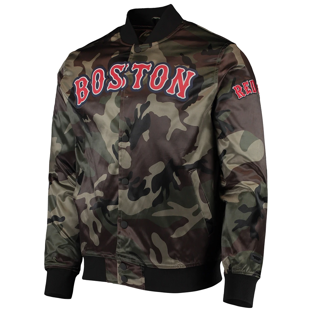 Veste à boutons-pression intégrale en satin Boston Red Sox pour hommes Pro Standard Camo