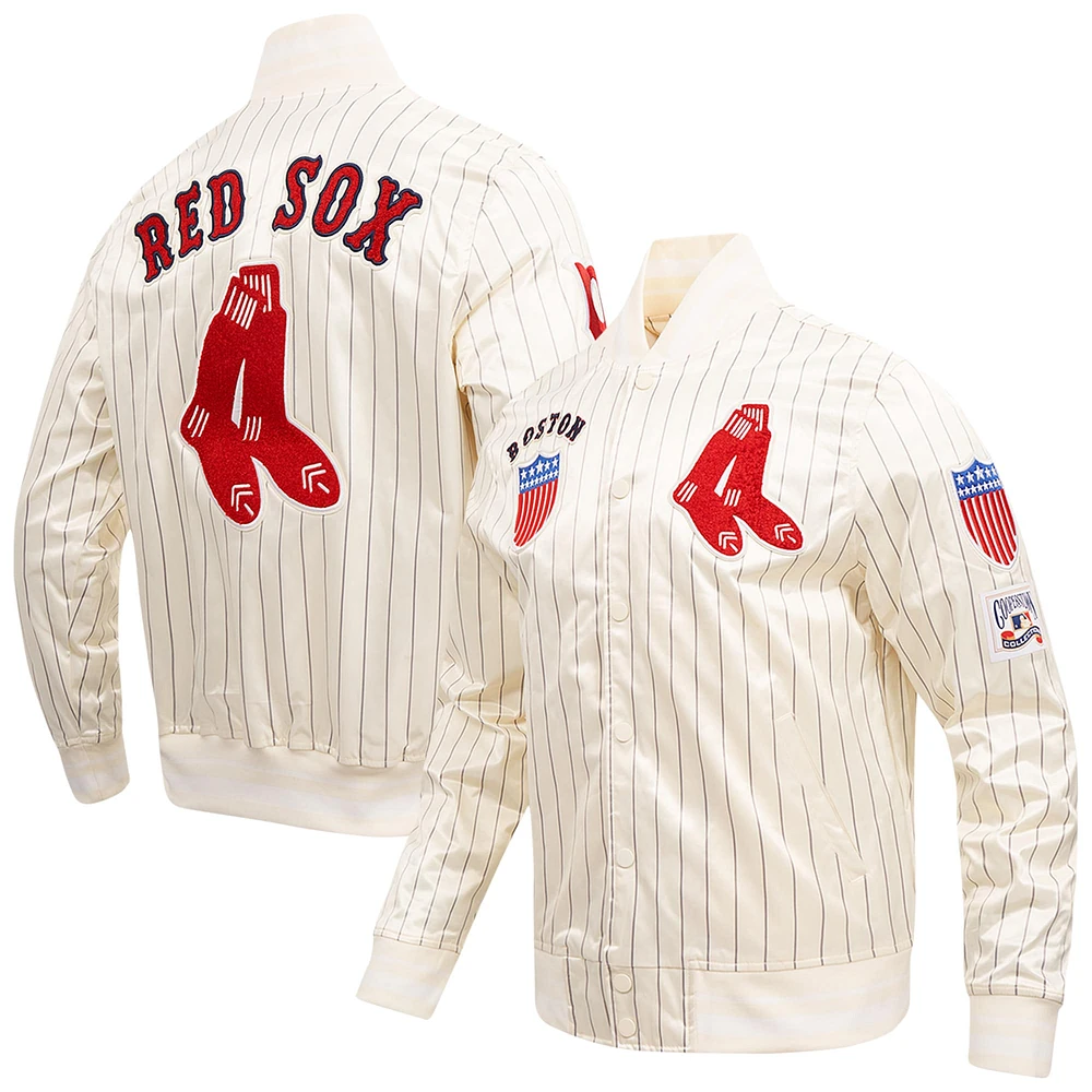 veste Pro Standard pour hommes, crème, Boston Red Sox, Cooperstown Collection, à boutons-pression rétro classique en satin fines rayures