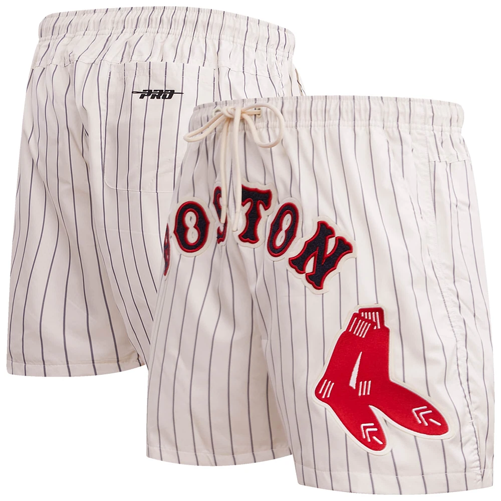 Men's Pro Standard Cream Boston Red Sox Pinstripe Retro Classic Woven Shorts