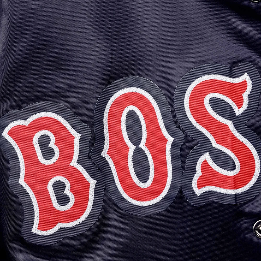 Men's Pro Standard Navy Boston Red Sox Wordmark Satin Full-Snap Jacket