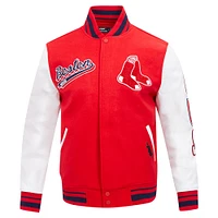 Veste Varity à fermeture éclair complète en laine Pro Standard Red Boston Sox Script Tail pour hommes