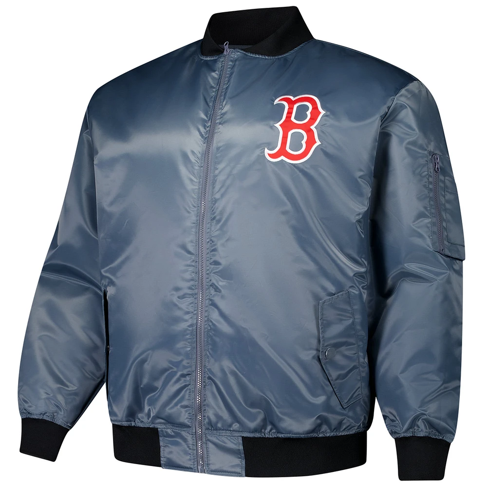 Men's Profile Charcoal Boston Red Sox Big & Tall Full-Zip Bomber Jacket