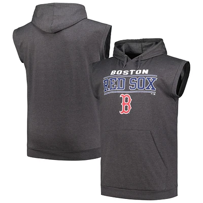 Men's Profile Heather Charcoal Boston Red Sox Big & Tall Muscle Sleeveless Pullover Hoodie