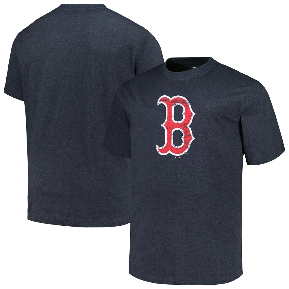 T-shirt pour hommes Profile Heather Navy Boston Red Sox Big & Tall avec logo vieilli