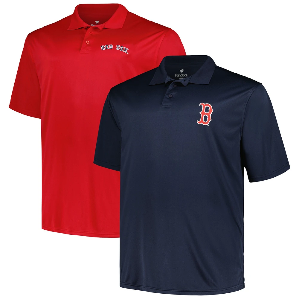 Men's Profile Navy/Red Boston Red Sox Big & Tall Two-Pack Solid Polo Set