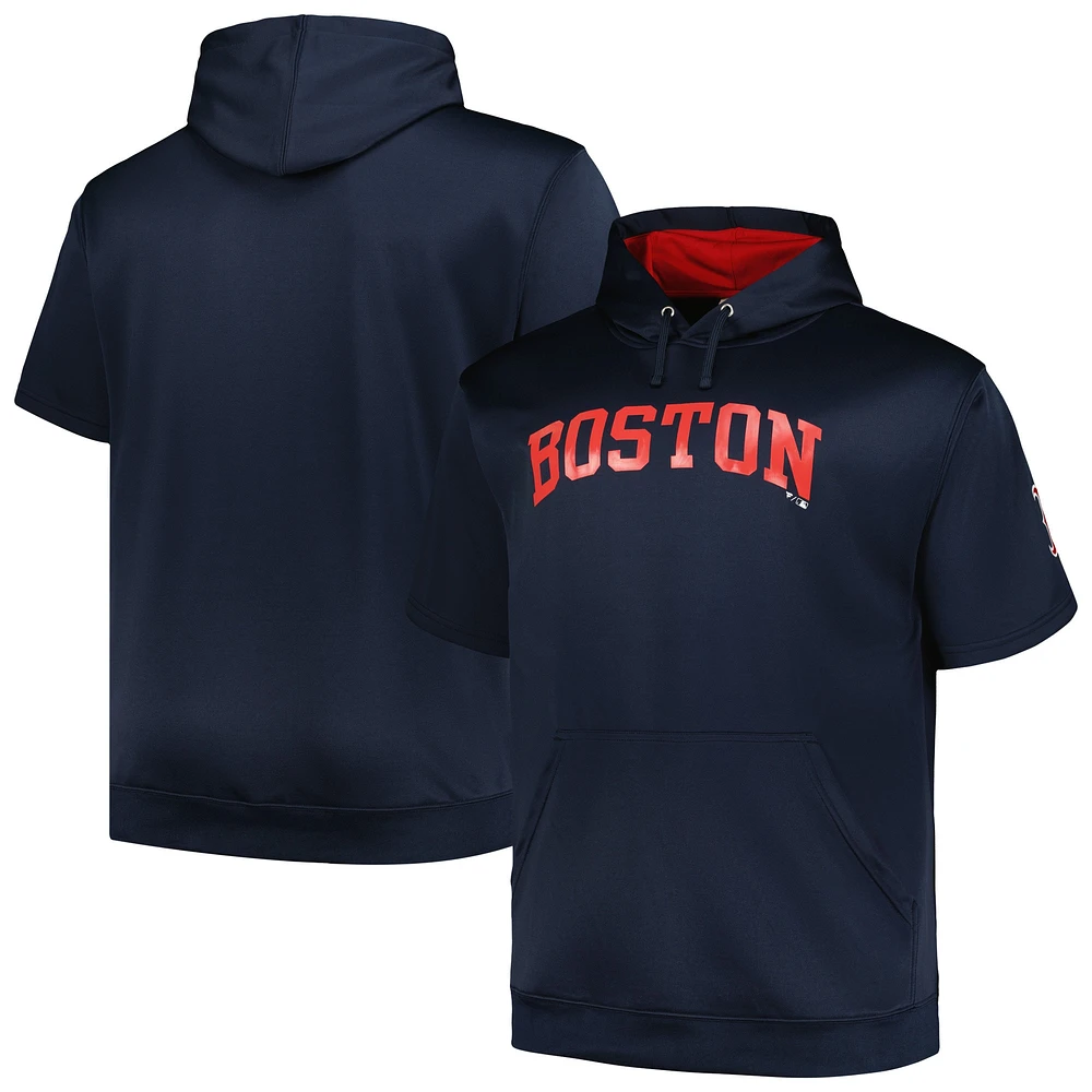 Sweat à capuche manches courtes contrastées Profile Big & Tall Boston Red Sox pour homme, bleu marine