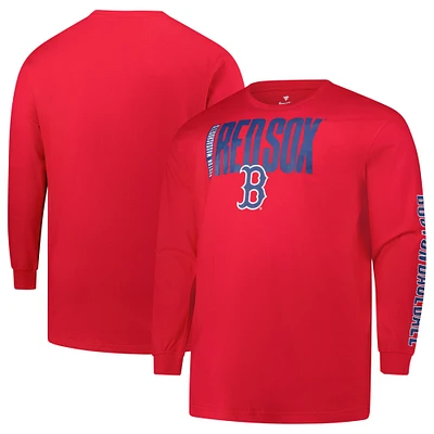 T-shirt à manches longues Big & Tall Red Boston Sox pour homme