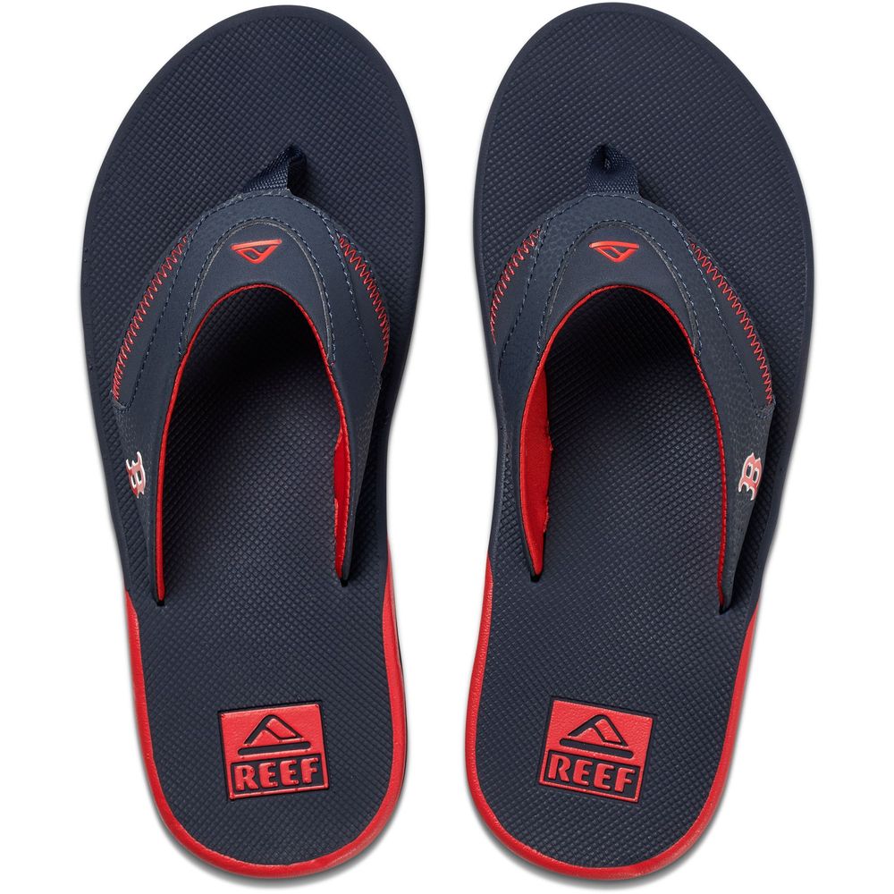 Men's REEF Boston Red Sox Fanning Bottle Opener Sandals