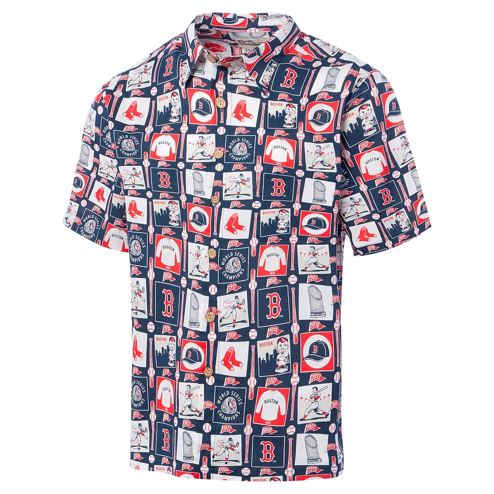 Chemise boutonnée Reyn Spooner pour hommes, bleu marine, Champions des Red Sox de Boston, Scenic