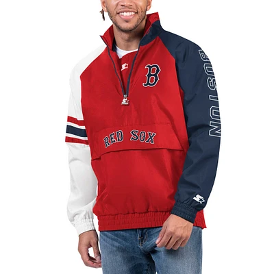 Veste à demi-zip Starter Red/Navy Boston Red Sox Elite Raglan pour hommes