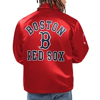 Men's Starter Red Boston Sox Option Route Satin Full-Snap Jacket