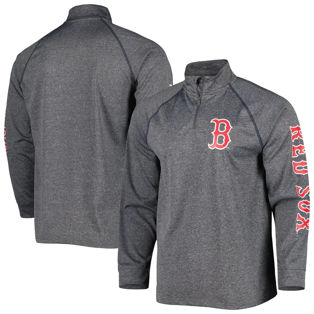 Lids Boston Red Sox Stitches Wordmark Raglan Quarter-Zip Top - Heather Gray