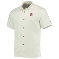 Men's Tommy Bahama Cream Boston Red Sox Baseball Camp Button-Up Shirt