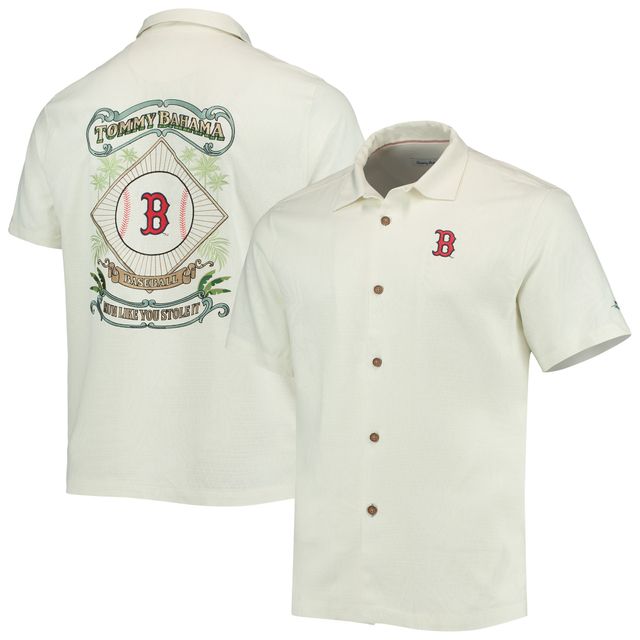 Lids Texas Rangers Tommy Bahama Baseball Camp Button-Up Shirt - Cream