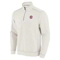 Men's Tommy Bahama Cream Boston Red Sox Sport Tobago Bay Tri-Blend Half-Zip Sweatshirt