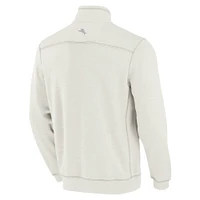Men's Tommy Bahama Cream Boston Red Sox Sport Tobago Bay Tri-Blend Half-Zip Sweatshirt