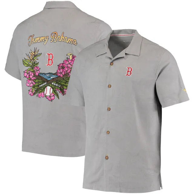 Men's Tommy Bahama White Milwaukee Brewers Baja Mar Short Sleeve Button-Up Shirt Size: Small