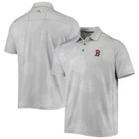 Men's Tommy Bahama Gray Boston Red Sox Palm Coast Delray Fond IslandZone Allover Polo