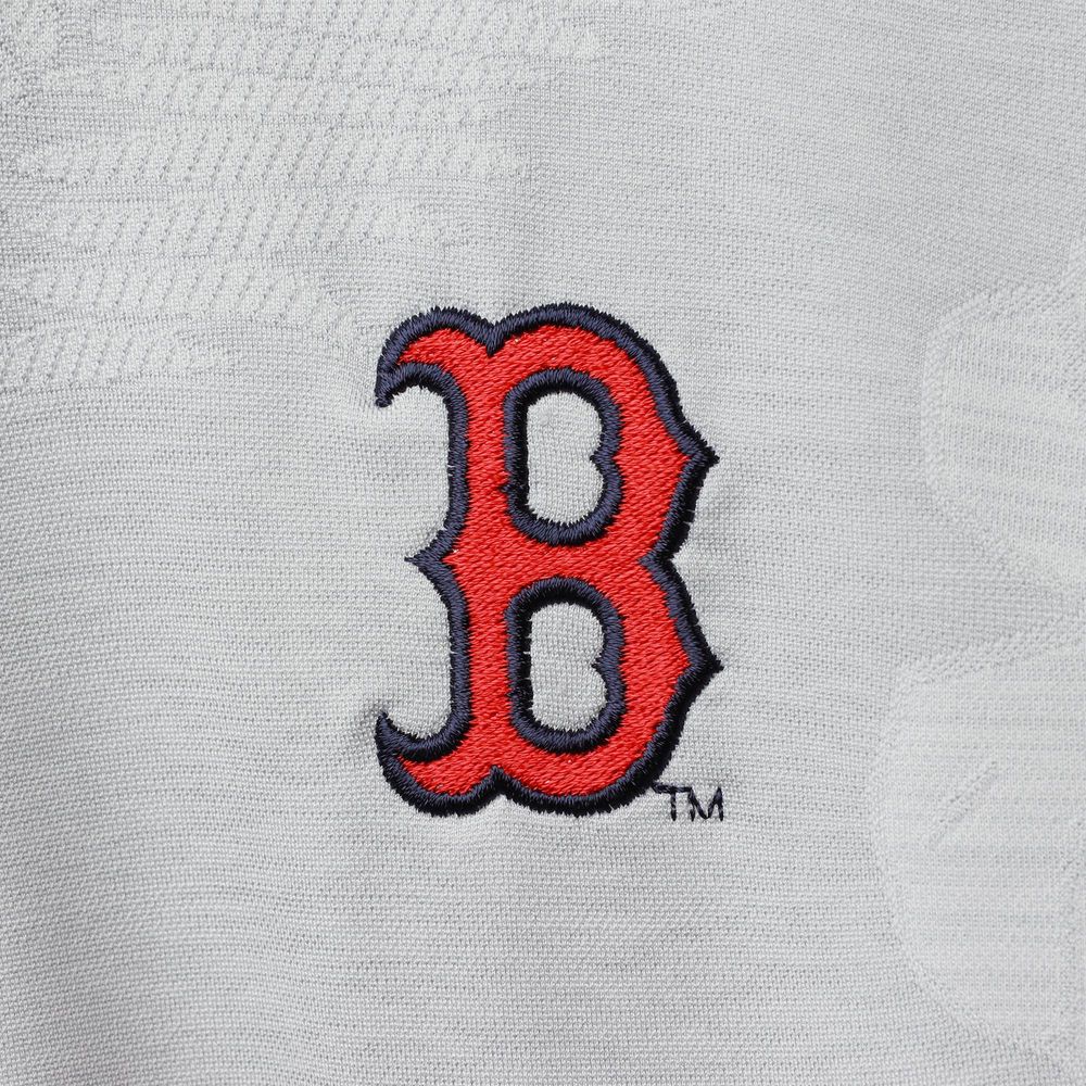 Men's Tommy Bahama Gray Boston Red Sox Palm Coast Delray Fond IslandZone Allover Polo