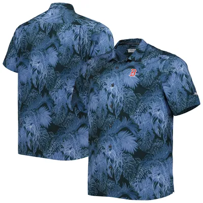 Boston Red Sox Tommy Bahama Big & Tall Luminescent Fronds Camp IslandZone Button-Up Shirt - Navy