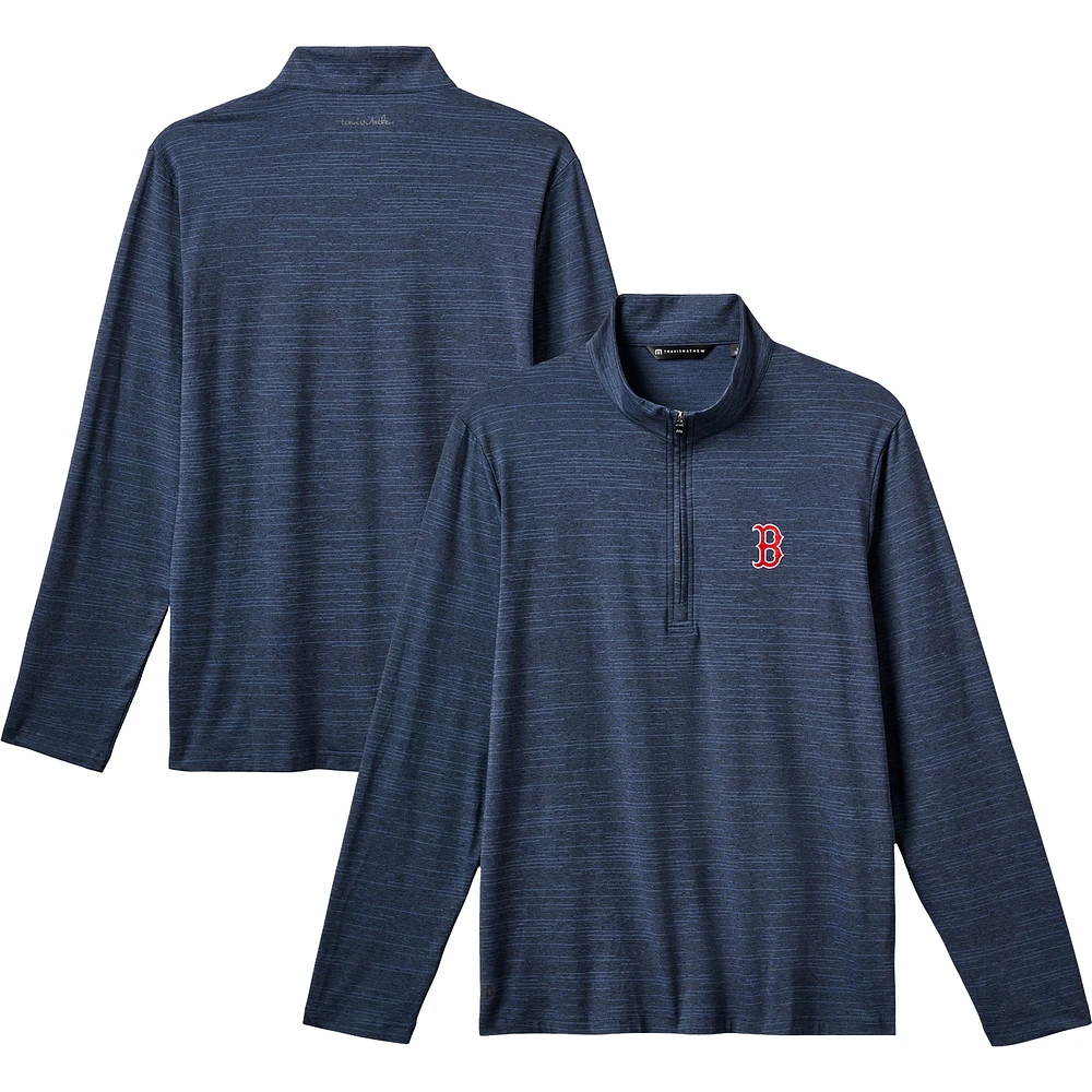 Men's TravisMathew Navy Boston Red Sox The Heater Quarter-Zip Pullover Top