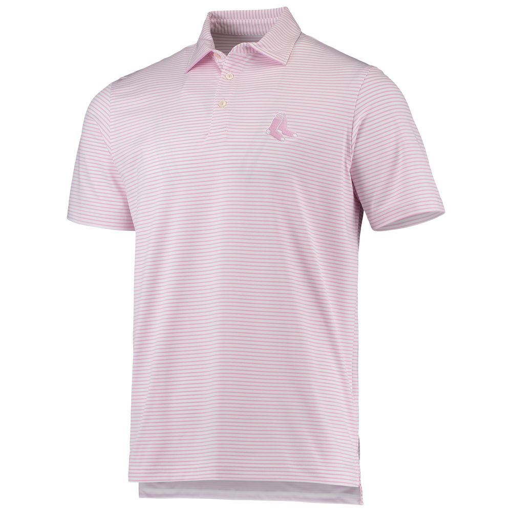 Men's Vineyard Vines Pink/White Boston Red Sox Bradley Stripe Polo