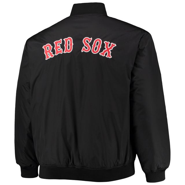 Veste réversible en satin entièrement zippée pour hommes, blanc/noir, Boston Red Sox,