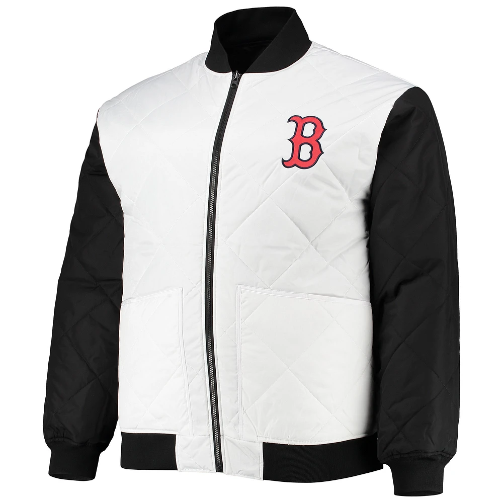 Men's White/Black Boston Red Sox Reversible Satin Full-Zip Jacket