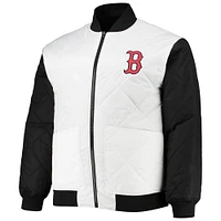 Men's White/Black Boston Red Sox Reversible Satin Full-Zip Jacket