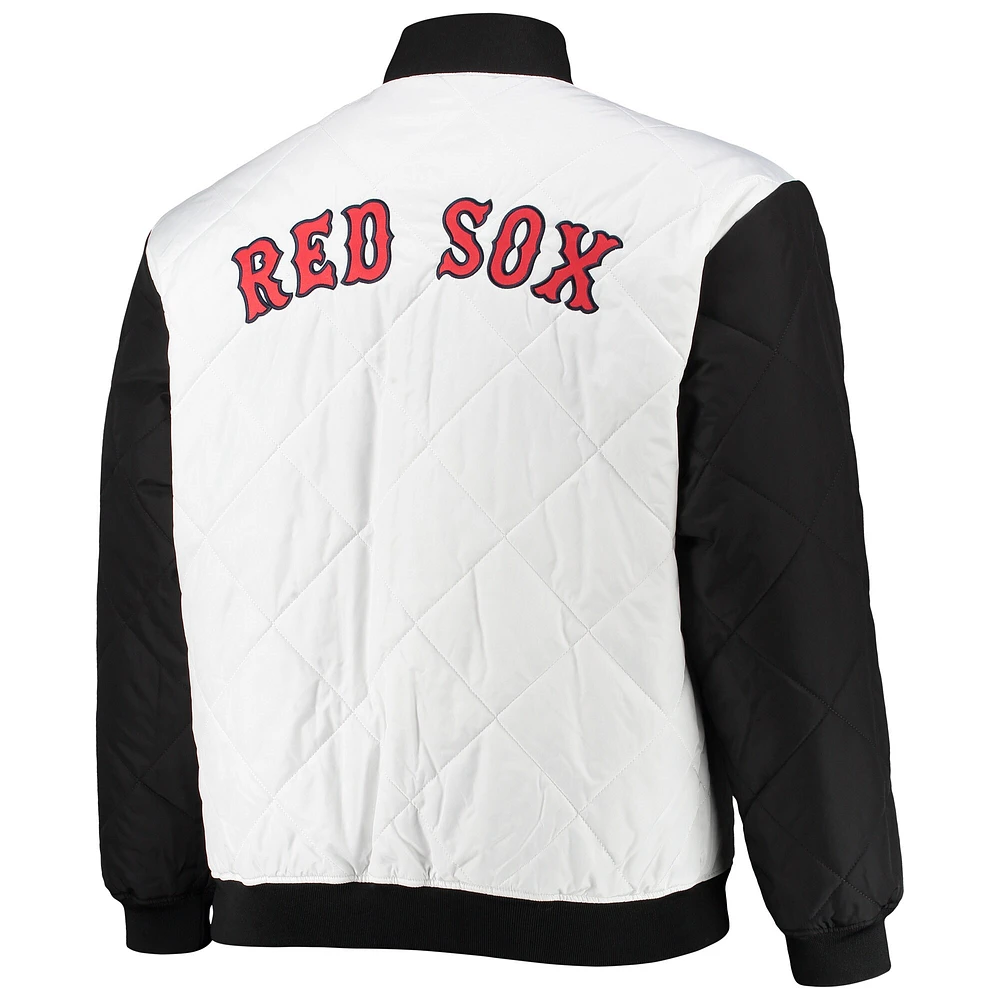 Men's White/Black Boston Red Sox Reversible Satin Full-Zip Jacket