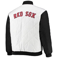 Men's White/Black Boston Red Sox Reversible Satin Full-Zip Jacket