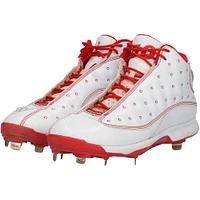 Chaussures Jordan Brand blanches/rouges dédicacées par Mookie Betts des Red Sox de Boston lors de la saison 2019 de la MLB