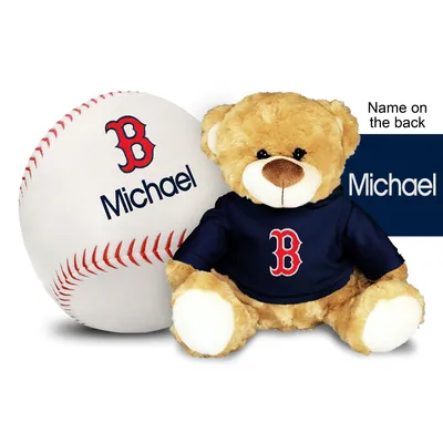 Boston Red Sox 10'' Personalized Plush Bear & Baseball Set