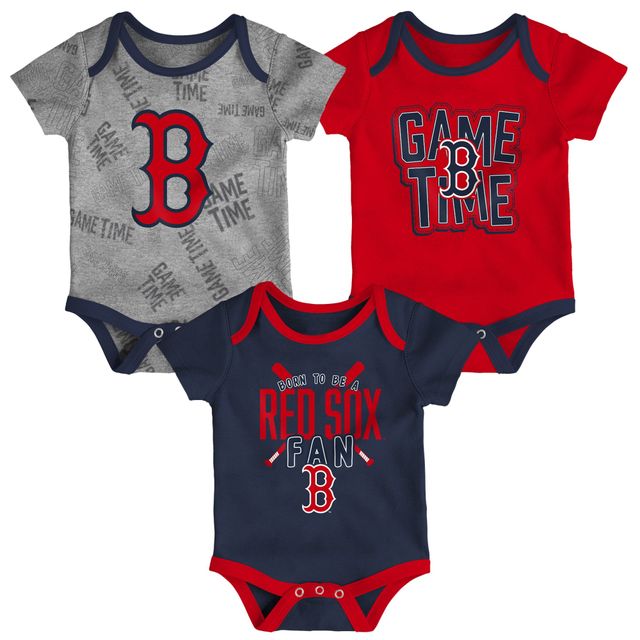 Ensemble body trois pièces Game Time des Red Sox de Boston pour nouveau-né et nourrisson, bleu marine/rouge/gris chiné