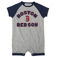 Newborn & Infant Heather Gray Boston Red Sox Extra Base Hit Raglan Full-Snap Romper