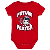 Nouveau-né et bébé Bleu marine/blanc/rouge Joueur de la ligue mineure Boston Red Sox - Ensemble trois bodys