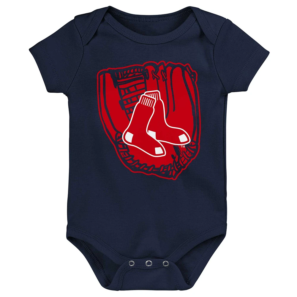 Nouveau-né et bébé Bleu marine/blanc/rouge Joueur de la ligue mineure Boston Red Sox - Ensemble trois bodys