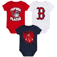 Lot de trois bodys pour nouveau-nés et nourrissons rouge/bleu marine/blanc Boston Red Sox Minor League Player