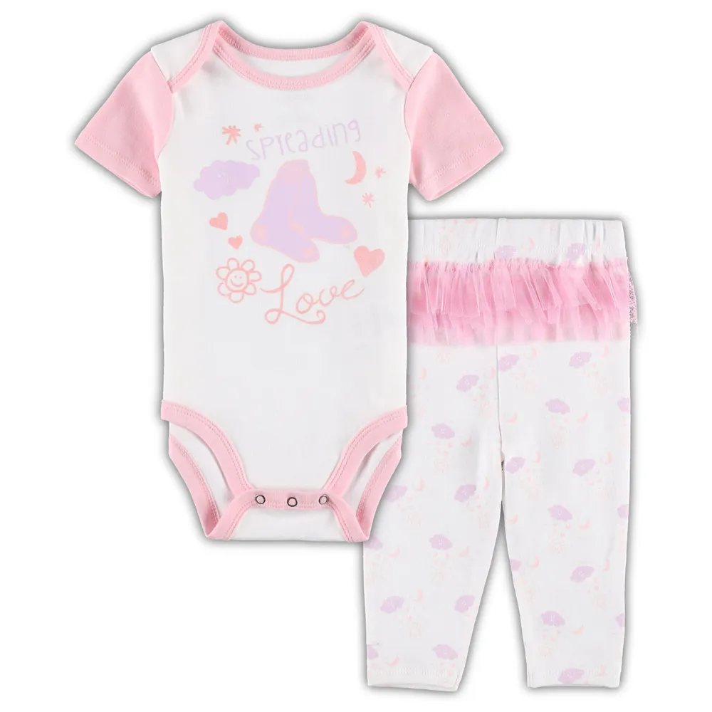 Newborn & Infant White/Pink Atlanta Braves Spreading Love Bodysuit