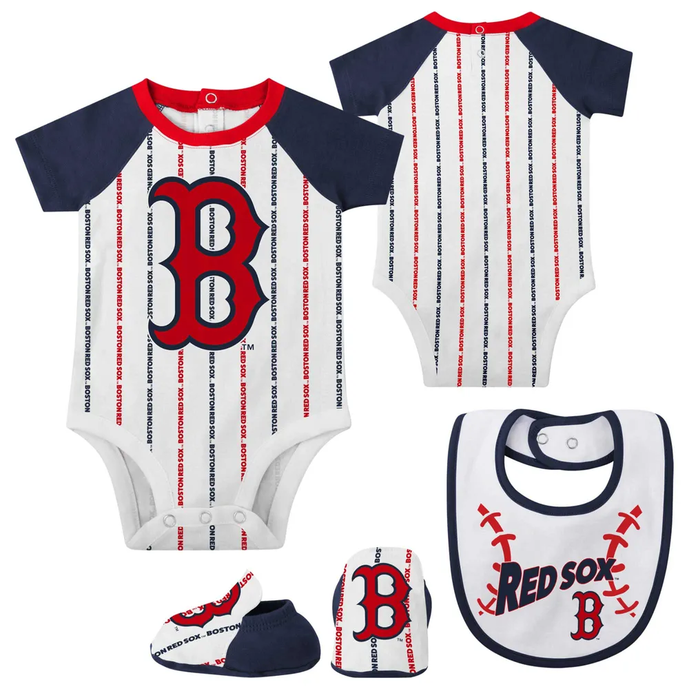 Lids Boston Red Sox Newborn & Infant Three-Piece Play Ball Raglan Bodysuit,  Booties Bib Set - White