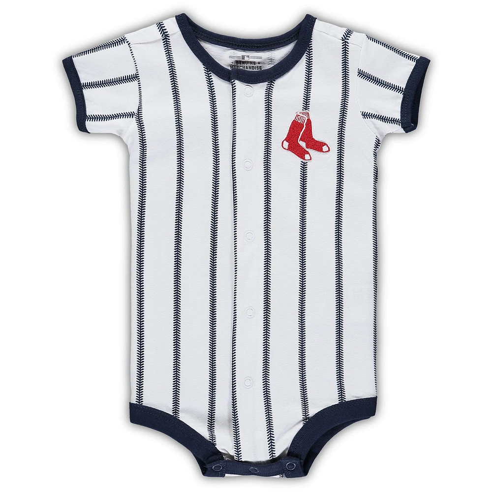 Body nouveau-né blanc/bleu marine Boston Red Sox Power Hitter à manches courtes