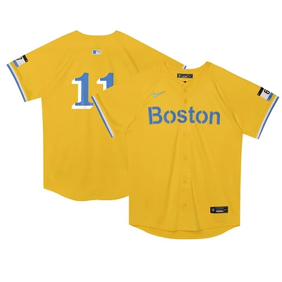 Maillot de joueur Nike Rafael Devers doré des Red Sox Boston City Connect Limited pour enfants d'âge préscolaire