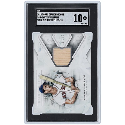 Ted Williams Boston Red Sox 2018 Topps Diamond Icons Bat Relic #SPR-TW #1/10 SGC Authentifié 10 Carte