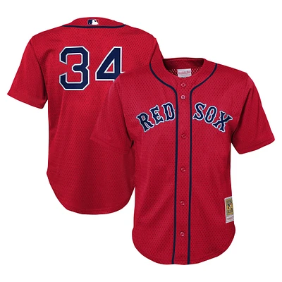 Mitchell & Ness David Ortiz Rouge Boston Red Sox Cooperstown Collection Maillot d'entraînement au bâton en maille pour tout-petit