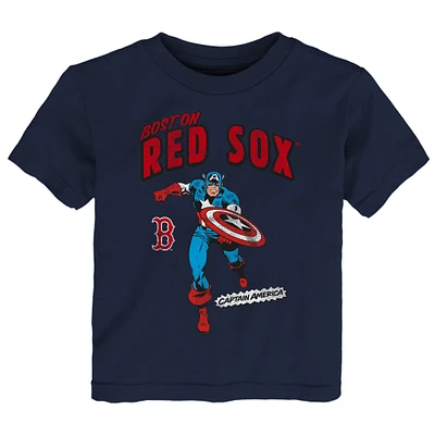 T-shirt Captain America Marvel de l'équipe Boston Red Sox pour tout-petits