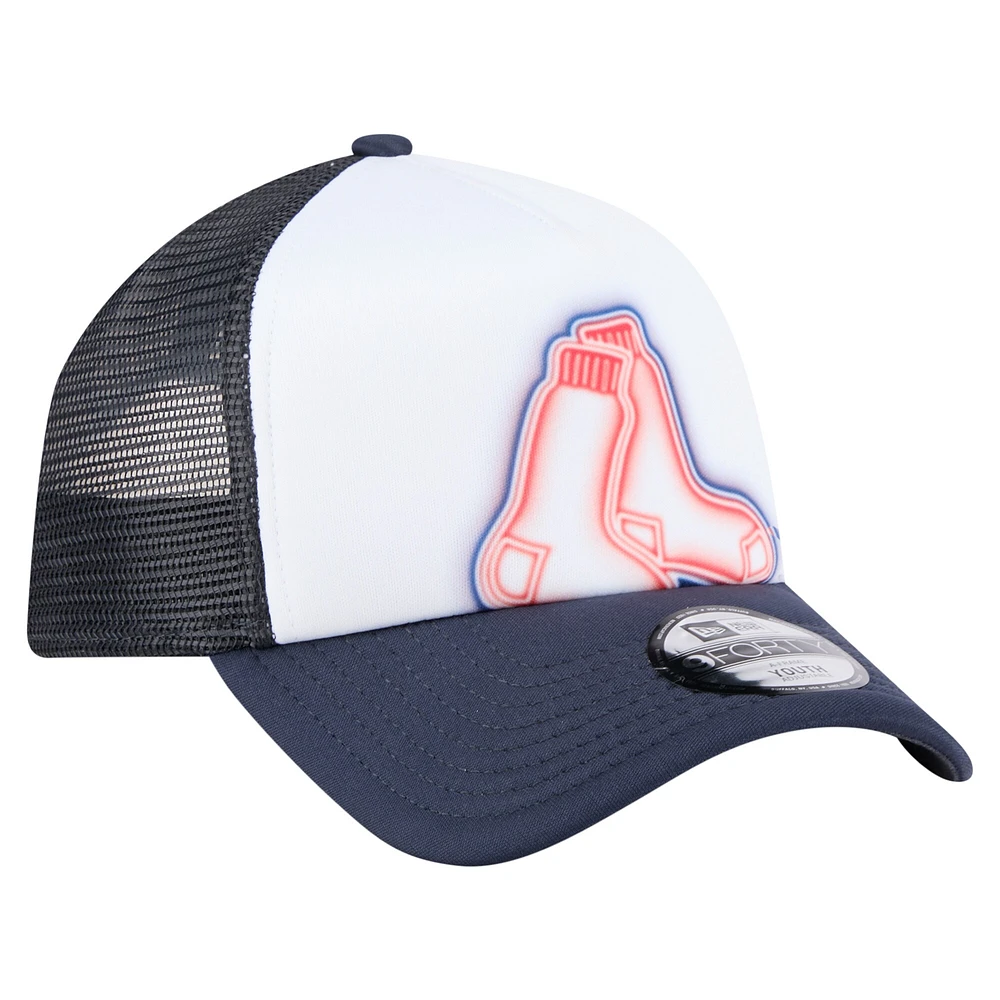 Toddler New Era  White/Navy Boston Red Sox Painted A-Frame 9FORTY Trucker Adjustable Hat