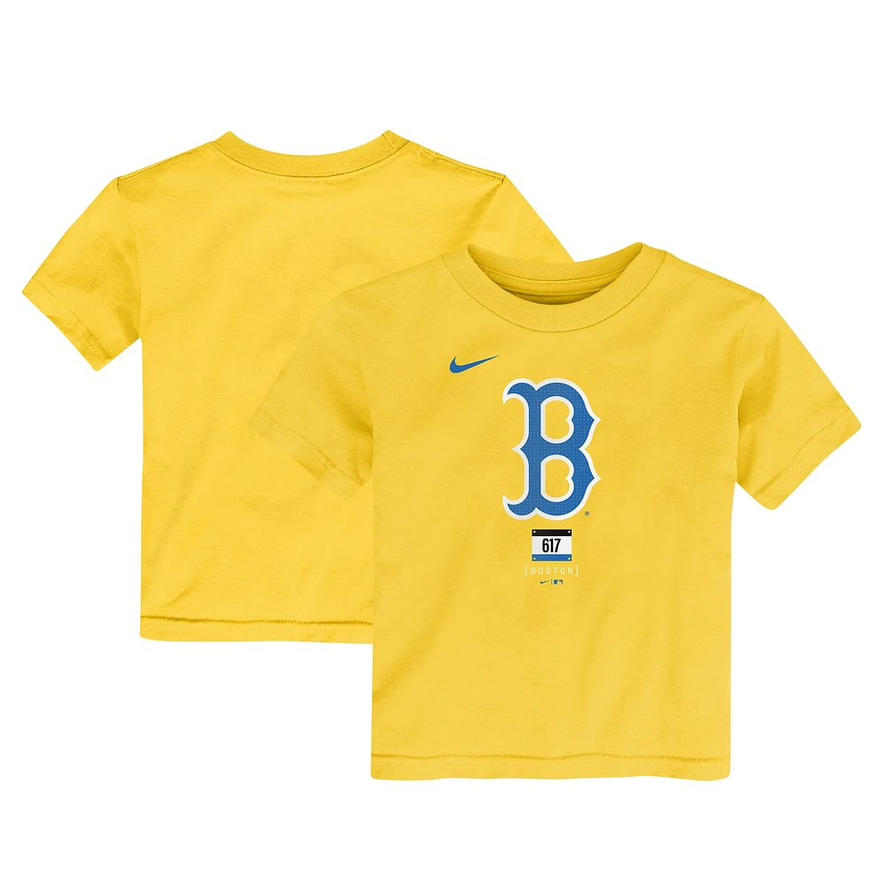 Toddler Nike Gold Boston Red Sox City Connect Large Logo T-Shirt